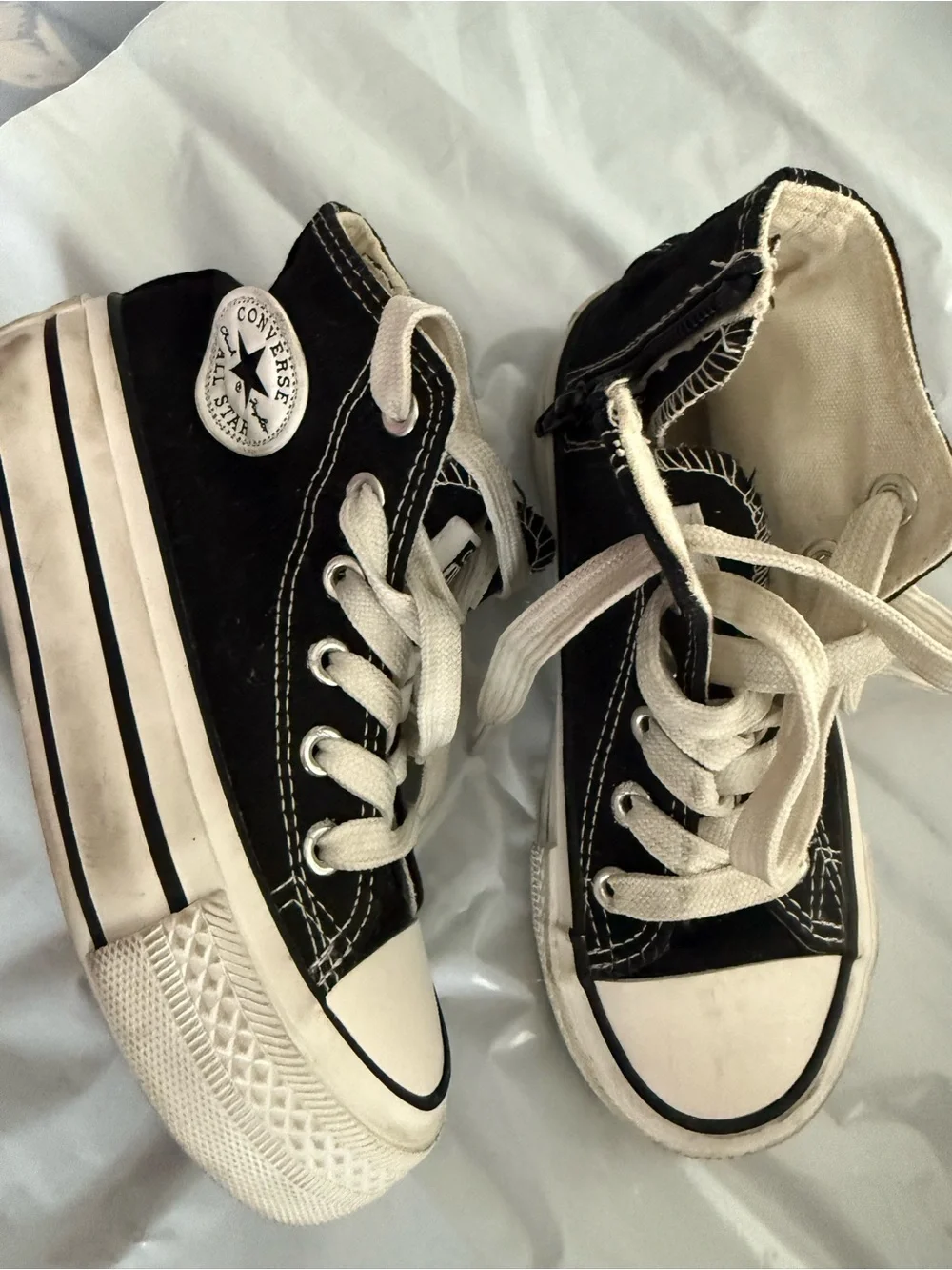 Converse Kids Black and White High-Top Canvas Sneakers